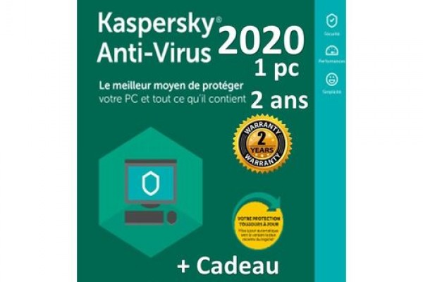 Kaspersky Anti-Virus 2020 - 2 Ans-1 Pc - Garantie 2 Ans + Cadeau (EXTRA TIME)