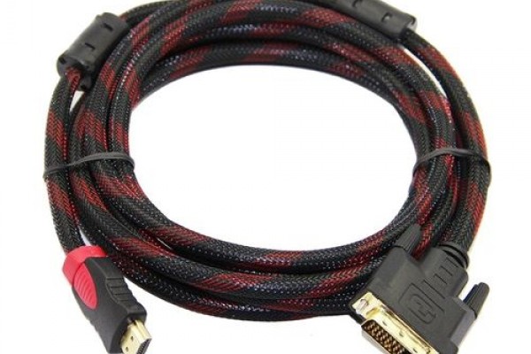 Cable HDMI M Vers DVI (24+1) M 1.5M - Noir & Rouge